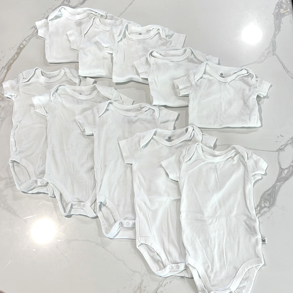 Honest Baby White Onesies Set of 10 - Got Twins?? Size 0-3 month